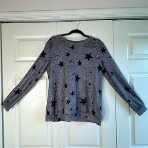 Splendid Gray Knit Stars Long Sleeve Pajama Set